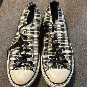 Plaid Black and White Women's Sneakers